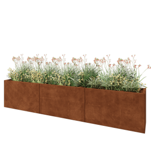 Cortenstaal plantenbak XXL - Rechthoek - 300 x 40 x 60 cm - Met bodemplaat