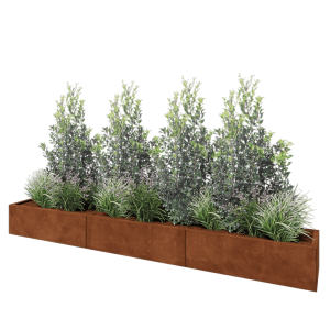 Cortenstaal plantenbak XXL - Rechthoek - 300 x 40 x 30 cm - Met bodemplaat