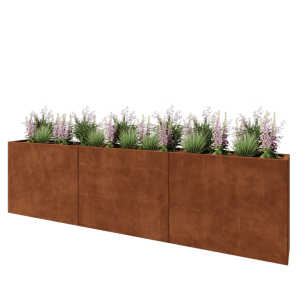 Cortenstaal plantenbak XXL - Rechthoek - 300 x 30 x 80 cm - Zonder bodemplaat