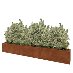 Cortenstaal plantenbak XXL - Rechthoek - 300 x 30 x 40 cm - Met bodemplaat
