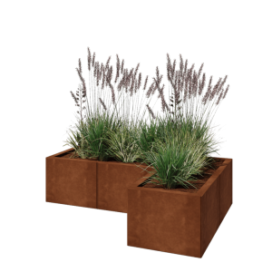 Cortenstaal plantenbak - L-vorm - 120 x 80 x 30 cm - Zonder bodemplaat