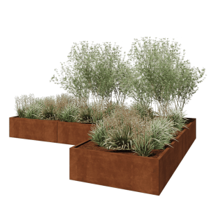 Cortenstaal plantenbak - L-vorm - 360 x 240 x 40 cm - Zonder bodemplaat