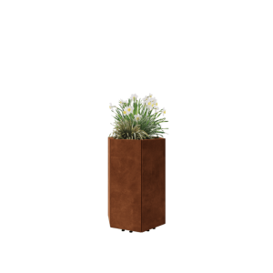Cortenstaal plantenbak - Zeshoek - 59,3 x 52 x 80 cm - Met bodemplaat - Met poten