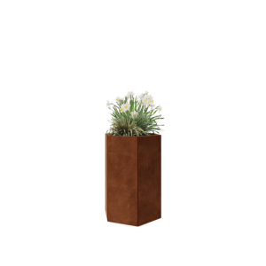 Cortenstaal plantenbak - Zeshoek - 59,3 x 52 x 80 cm - Met bodemplaat