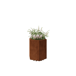 Cortenstaal plantenbak - Zeshoek - 59,3 x 52 x 60 cm - Met bodemplaat - Met poten