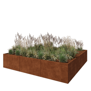 Cortenstaal plantenbak XXL - Vierkant - 300 x 300 x 60 cm - Zonder bodemplaat