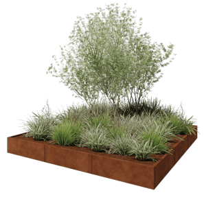 Cortenstaal plantenbak XXL - Vierkant - 300 x 300 x 30 cm - Zonder bodemplaat