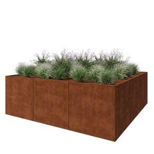 Cortenstaal plantenbak XXL - Vierkant - 300 x 300 x 100 cm - Zonder bodemplaat