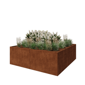 Cortenstaal plantenbak XXL - Vierkant - 240 x 240 x 80 cm - Zonder bodemplaat