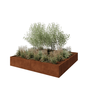 Cortenstaal plantenbak XXL - Vierkant - 240 x 240 x 40 cm - Zonder bodemplaat