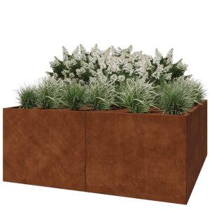 Cortenstaal plantenbak XXL - Vierkant - 200 x 200 x 80 cm - Zonder bodemplaat