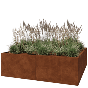 Cortenstaal plantenbak XXL - Vierkant - 200 x 200 x 60 cm - Zonder bodemplaat