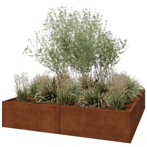 Cortenstaal plantenbak XXL - Vierkant - 200 x 200 x 40 cm - Zonder bodemplaat