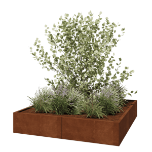 Cortenstaal plantenbak XXL - Vierkant - 160 x 160 x 30 cm - Zonder bodemplaat