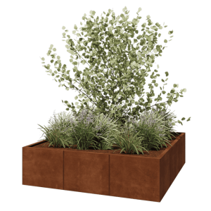 Cortenstaal plantenbak XXL - Vierkant - 150 x 150 x 40 cm - Zonder bodemplaat