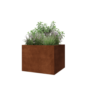 Cortenstaal plantenbak - Vierkant - 80 x 80 x 60 cm - Met bodemplaat