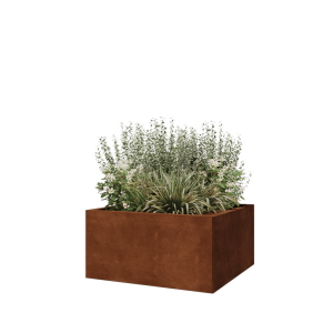 Cortenstaal plantenbak - Vierkant - 80 x 80 x 40 cm - Met bodemplaat