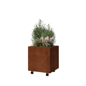 Cortenstaal plantenbak - Vierkant - 50 x 50 x 50 cm - Met bodemplaat - Met poten