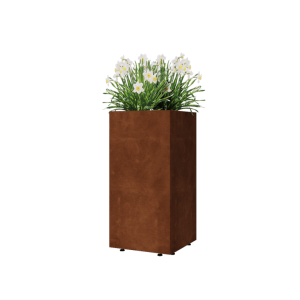 Cortenstaal plantenbak - Vierkant - 40 x 40 x 80 cm - Met bodemplaat - Met poten