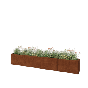 Cortenstaal plantenbak XXL - Rechthoek - 400 x 40 x 60 cm - Met bodemplaat