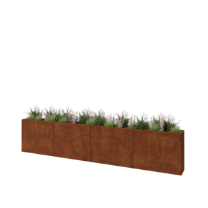 Cortenstaal plantenbak XXL - Rechthoek - 400 x 30 x 80 cm - Met bodemplaat