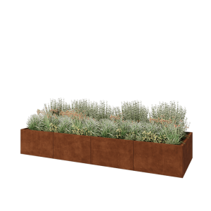 Cortenstaal plantenbak XXL - Rechthoek - 400 x 120 x 60 cm - Met bodemplaat