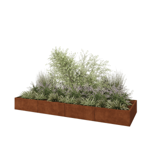 Cortenstaal plantenbak XXL - Rechthoek - 400 x 120 x 40 cm - Met bodemplaat