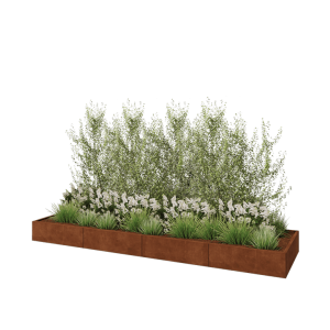 Cortenstaal plantenbak XXL - Rechthoek - 400 x 100 x 30 cm - Met bodemplaat