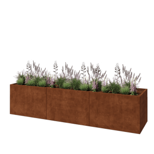 Cortenstaal plantenbak XXL - Rechthoek - 360 x 80 x 80 cm - Met bodemplaat