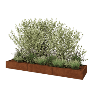 Cortenstaal plantenbak XXL - Rechthoek - 360 x 80 x 30 cm - Met bodemplaat