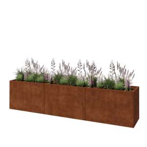 Cortenstaal plantenbak XXL - Rechthoek - 360 x 60 x 80 cm - Met bodemplaat