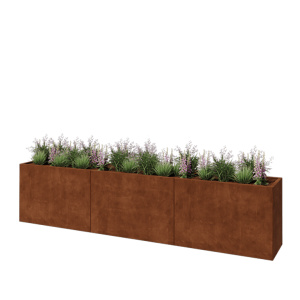 Cortenstaal plantenbak XXL - Rechthoek - 360 x 50 x 80 cm - Met bodemplaat
