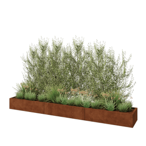 Cortenstaal plantenbak XXL - Rechthoek - 360 x 50 x 30 cm - Met bodemplaat