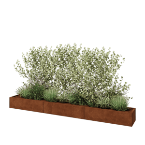 Cortenstaal plantenbak XXL - Rechthoek - 360 x 40 x 30 cm - Met bodemplaat