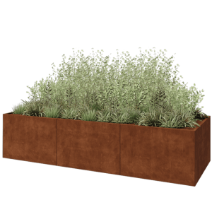 Cortenstaal plantenbak XXL - Rechthoek - 360 x 120 x 80 cm - Met bodemplaat