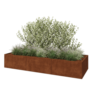 Cortenstaal plantenbak XXL - Rechthoek - 360 x 120 x 60 cm - Met bodemplaat