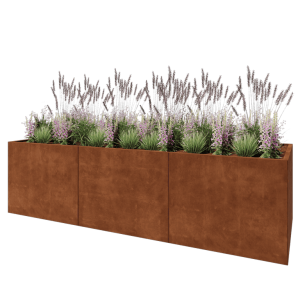 Cortenstaal plantenbak XXL - Rechthoek - 300 x 100 x 80 cm - Met bodemplaat