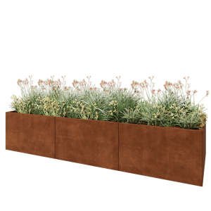 Cortenstaal plantenbak XXL - Rechthoek - 300 x 100 x 60 cm - Met bodemplaat