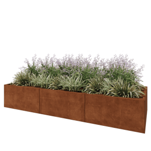 Cortenstaal plantenbak XXL - Rechthoek - 300 x 100 x 50 cm - Met bodemplaat