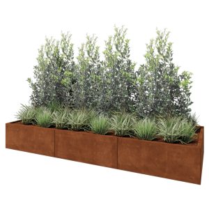 Cortenstaal plantenbak XXL - Rechthoek - 300 x 100 x 40 cm - Met bodemplaat