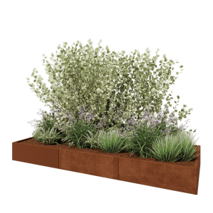 Cortenstaal plantenbak XXL - Rechthoek - 300 x 100 x 30 cm - Met bodemplaat