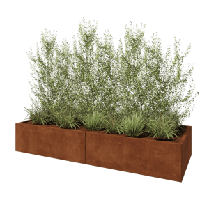 Cortenstaal plantenbak XXL - Rechthoek - 240 x 80 x 40 cm - Met bodemplaat