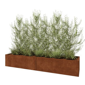Cortenstaal plantenbak XXL - Rechthoek - 240 x 60 x 40 cm - Met bodemplaat