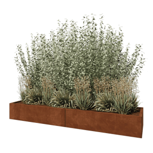 Cortenstaal plantenbak XXL - Rechthoek - 240 x 60 x 30 cm - Met bodemplaat