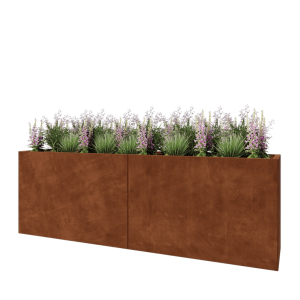 Cortenstaal plantenbak XXL - Rechthoek - 240 x 50 x 80 cm - Met bodemplaat