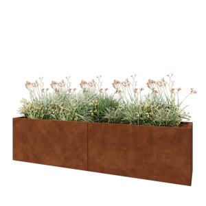 Cortenstaal plantenbak XXL - Rechthoek - 240 x 50 x 60 cm - Met bodemplaat