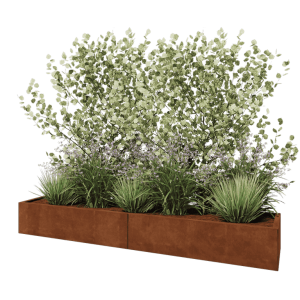 Cortenstaal plantenbak XXL - Rechthoek - 240 x 50 x 30 cm - Met bodemplaat