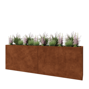 Cortenstaal plantenbak XXL - Rechthoek - 240 x 40 x 80 cm - Met bodemplaat