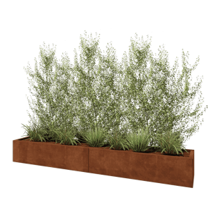Cortenstaal plantenbak XXL - Rechthoek - 240 x 40 x 30 cm - Met bodemplaat
