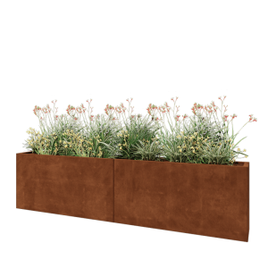 Cortenstaal plantenbak XXL - Rechthoek - 240 x 30 x 60 cm - Met bodemplaat